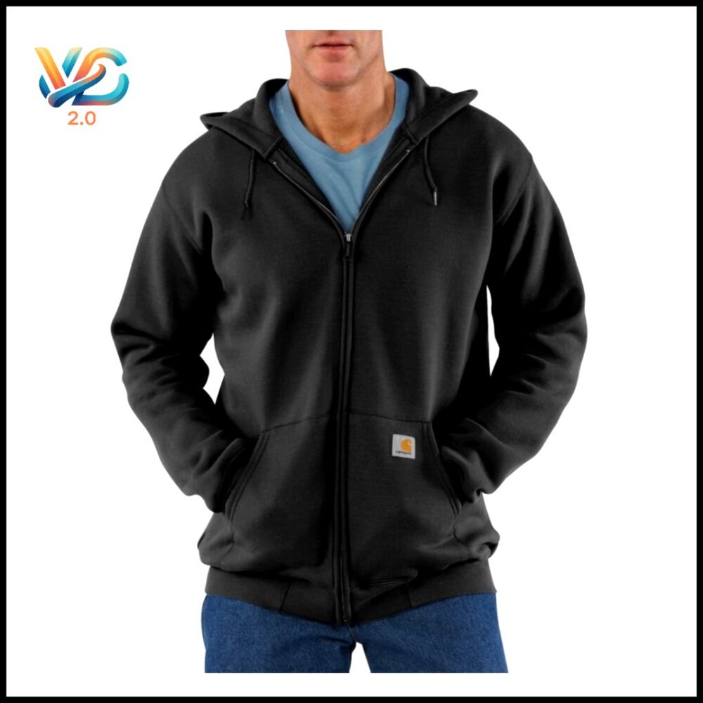 Loose Fit Midweight Full-Zip Hooded Sweatshirt With Pockets